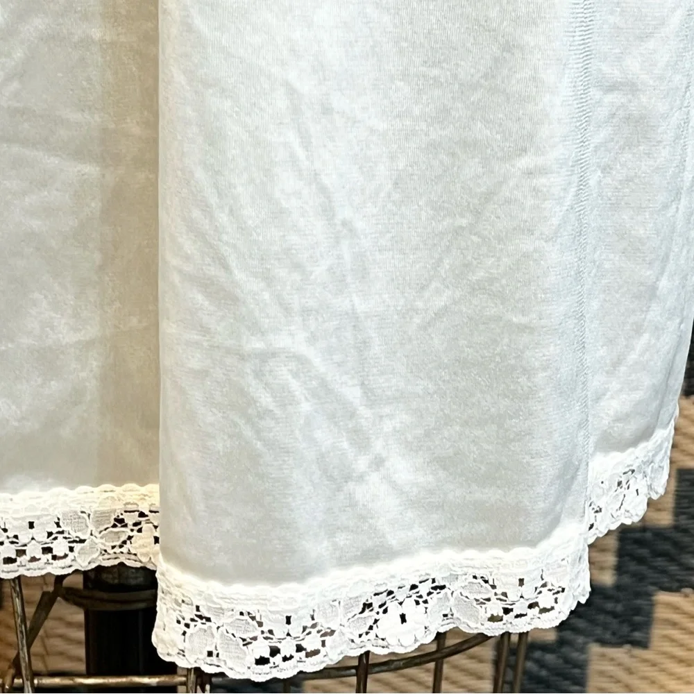 VINTAGE 70s 80s lace nylon midi slip dress nightgown‎ chemise boudoir lingerie - Picture 3 of 11